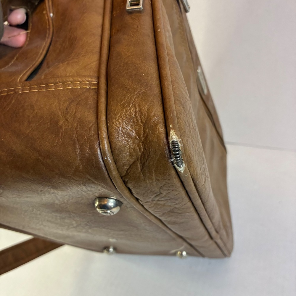 Samsonite Silhouette II Vintage Brown Faux Leather Messenger Bag Carry On Mens - Picture 3 of 16